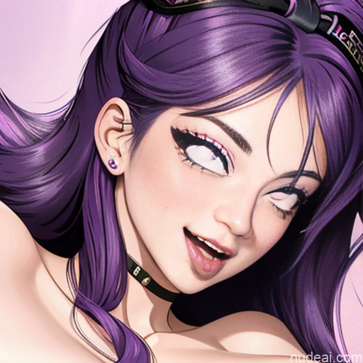 Nude AI Image For 18 Purple Hair Detailed Nude Ahegao Smile Porn