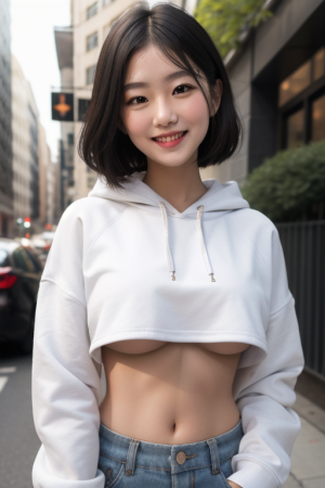 cropped hoodie underboob