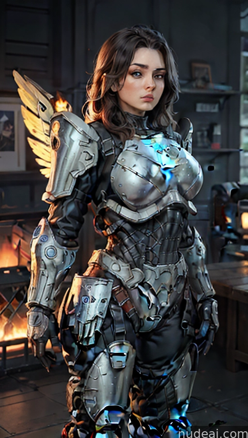 arafed woman in a futuristic suit standing in a room