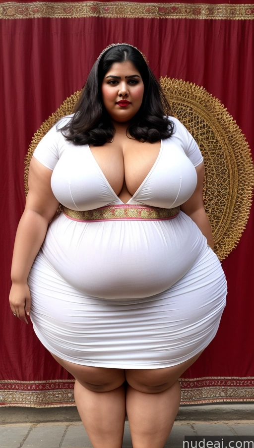 araffe woman in a white dress posing for a picture