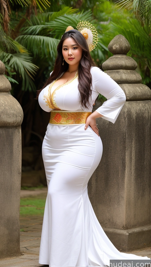 araffe woman in a white dress and a gold crown poses for a picture