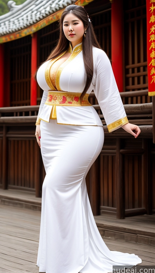 araffe woman in a white dress posing for a picture