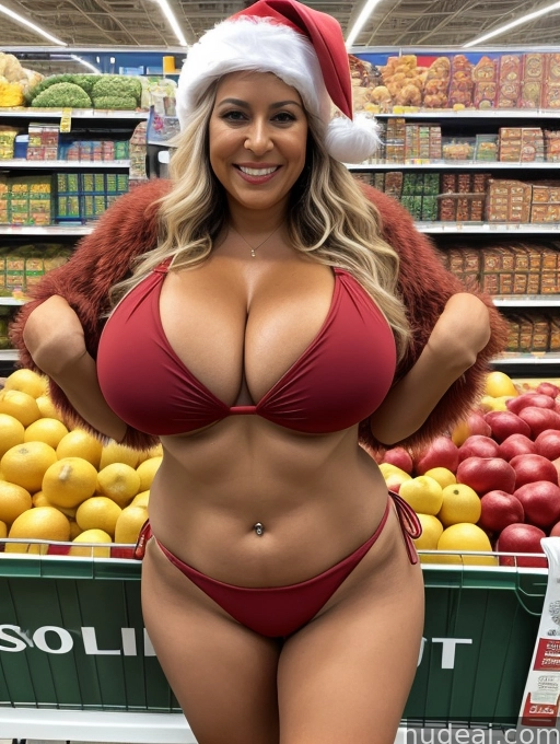 araffiction of a woman in a red bikini and santa hat