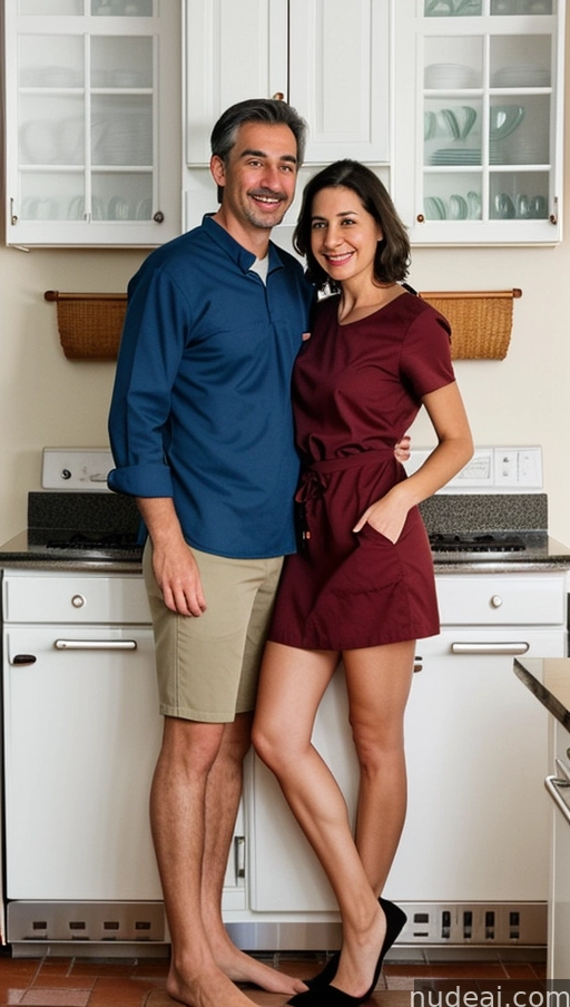 they are standing in the kitchen together in front of the stove