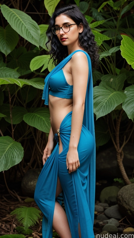 araffe woman in a blue dress and glasses posing for a picture