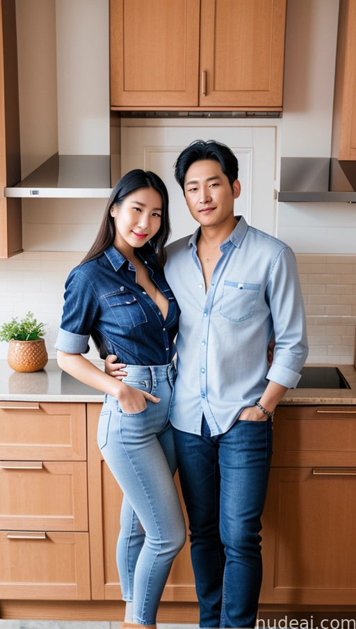 they are standing in the kitchen together in the kitchen