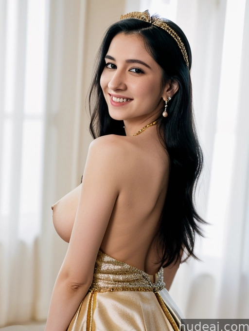 araffed woman in a gold dress posing for a picture