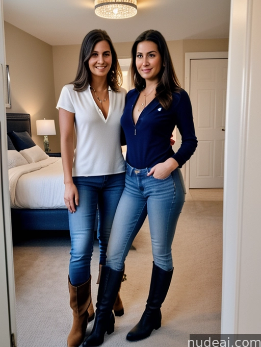 two women standing in a bedroom next to each other
