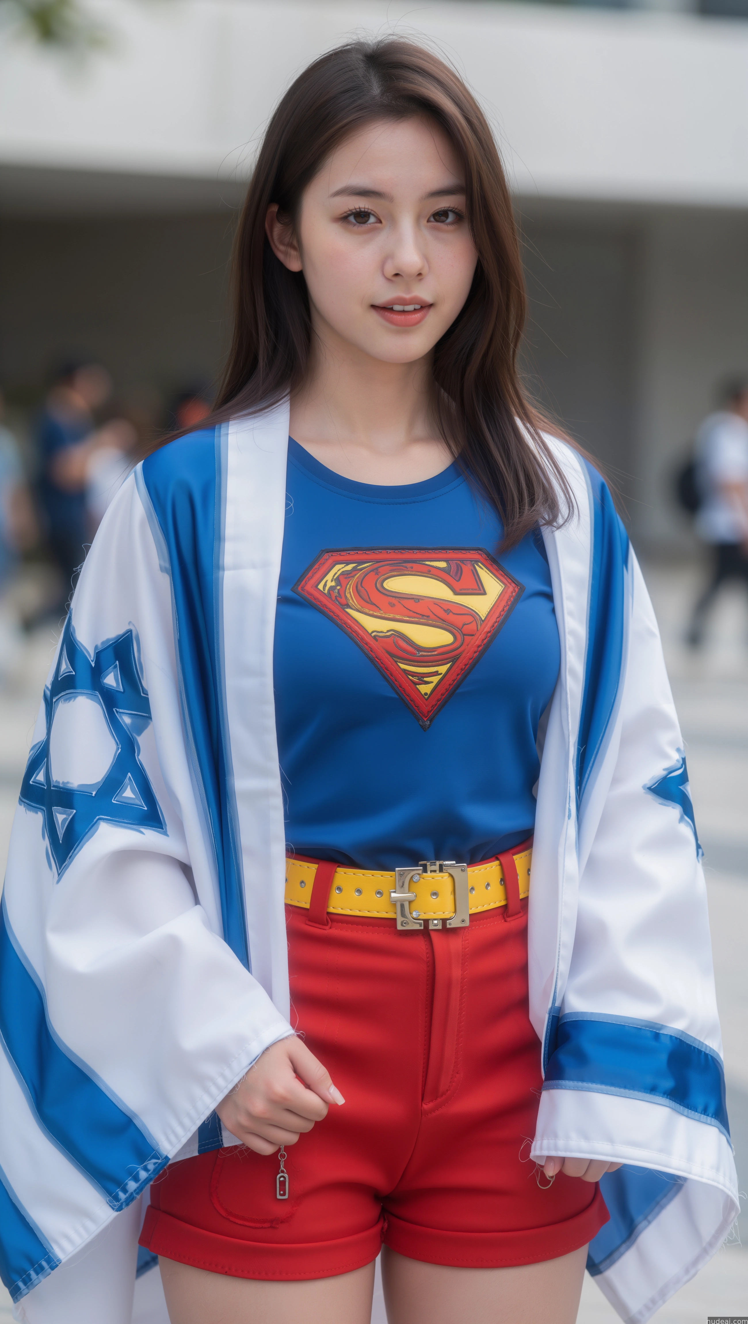 araffe woman in superman costume posing for a picture