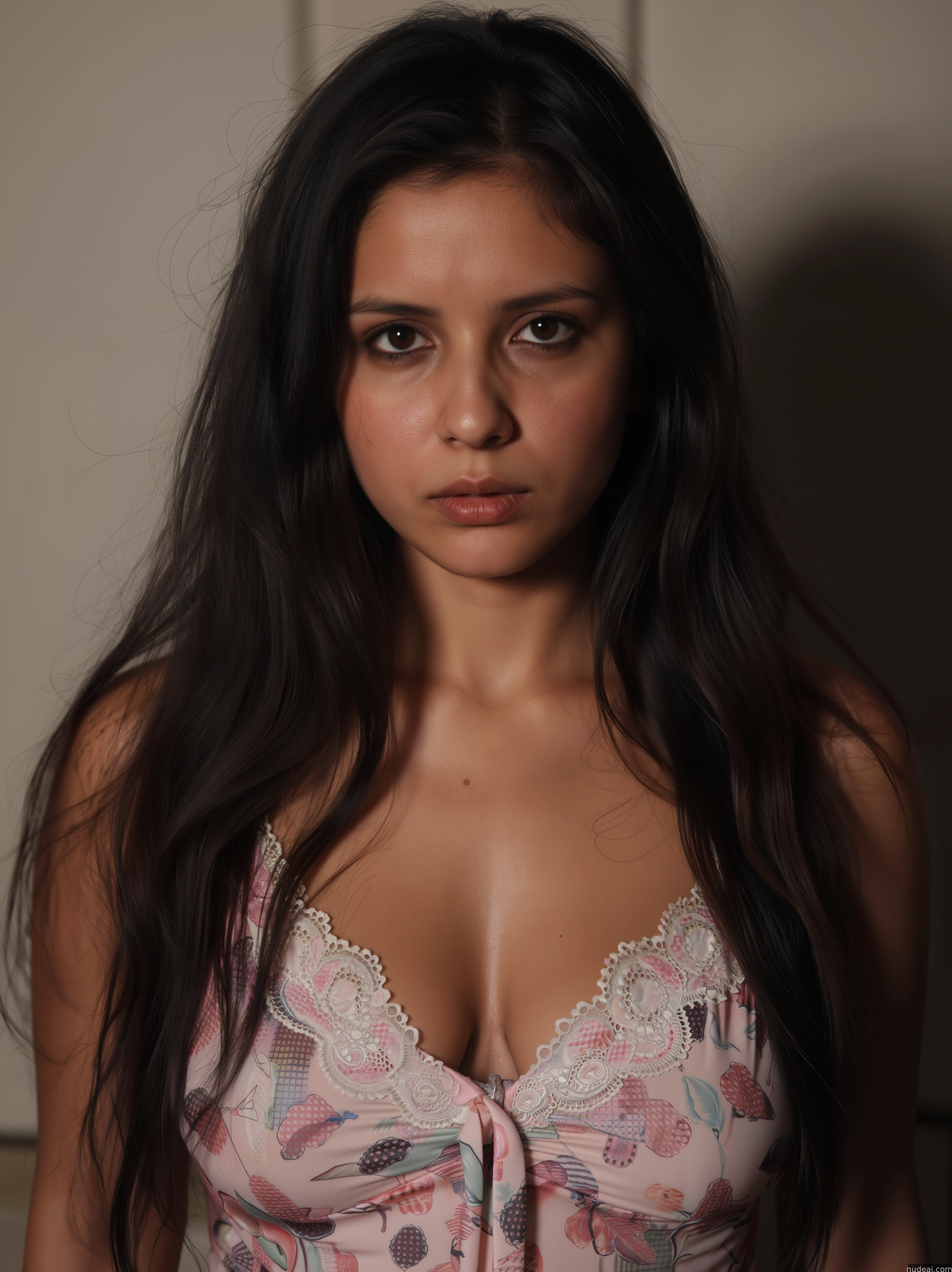 arafed woman in a pink bra top posing for a picture