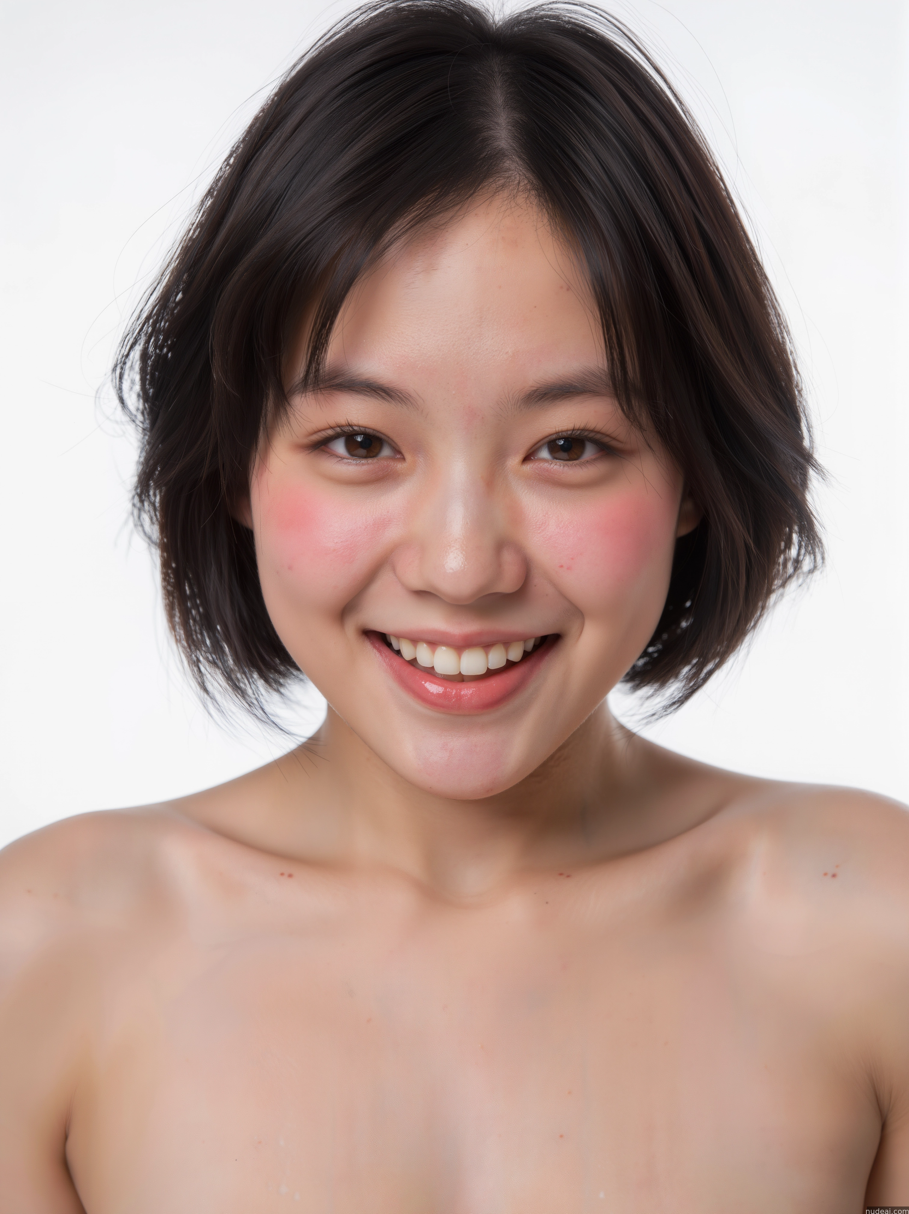arafed asian woman with a big breast smiling at the camera