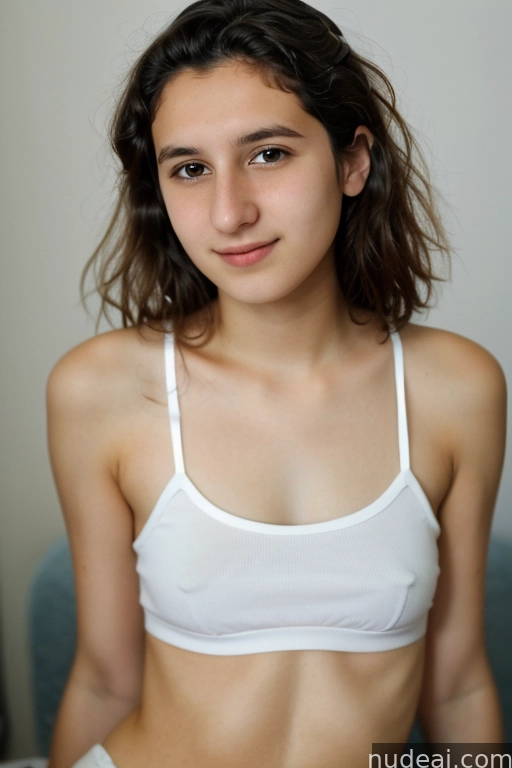 arafed woman in a white bra top posing for a picture