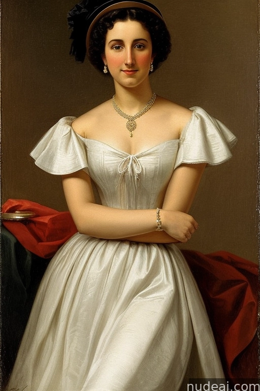 arafed portrait of a woman in a white dress and a necklace