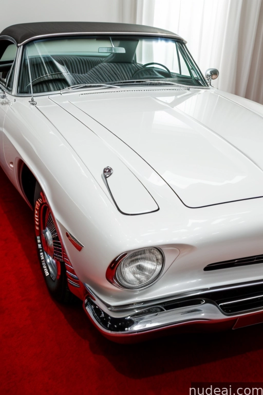 there is a white car that is parked on a red carpet