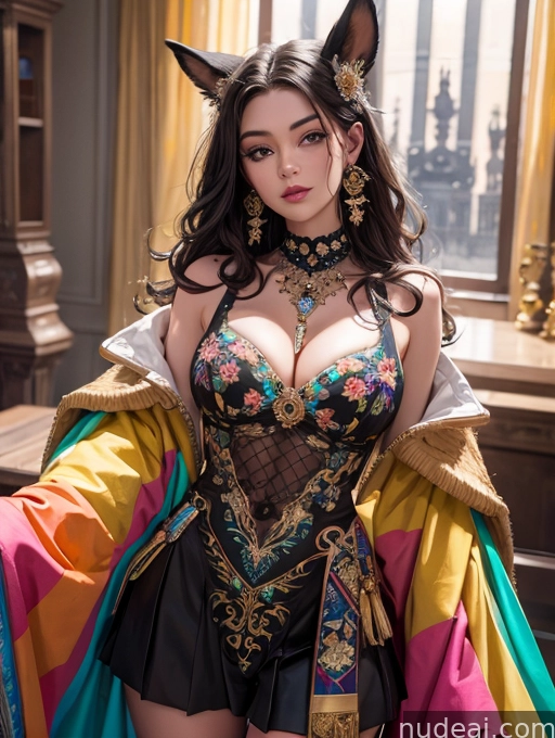 sexy woman in a corset and costume posing for a picture
