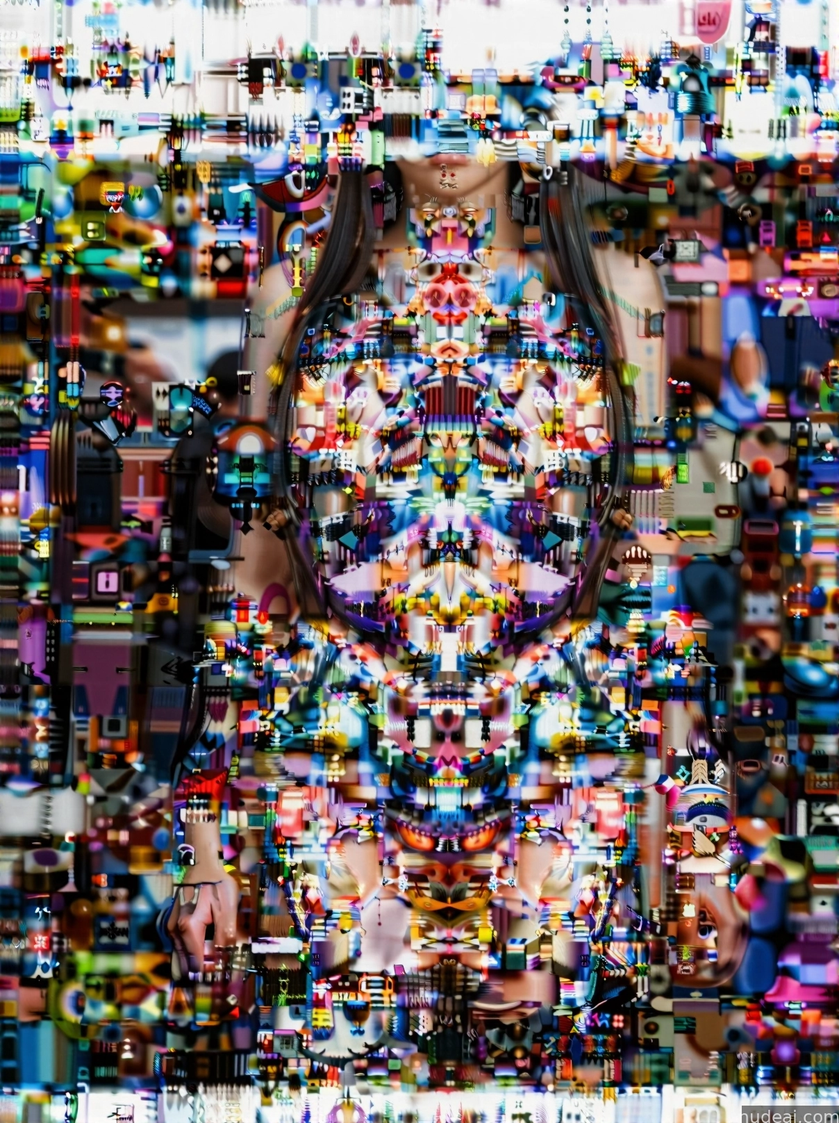 arafed image of a woman in a dress with a lot of toys