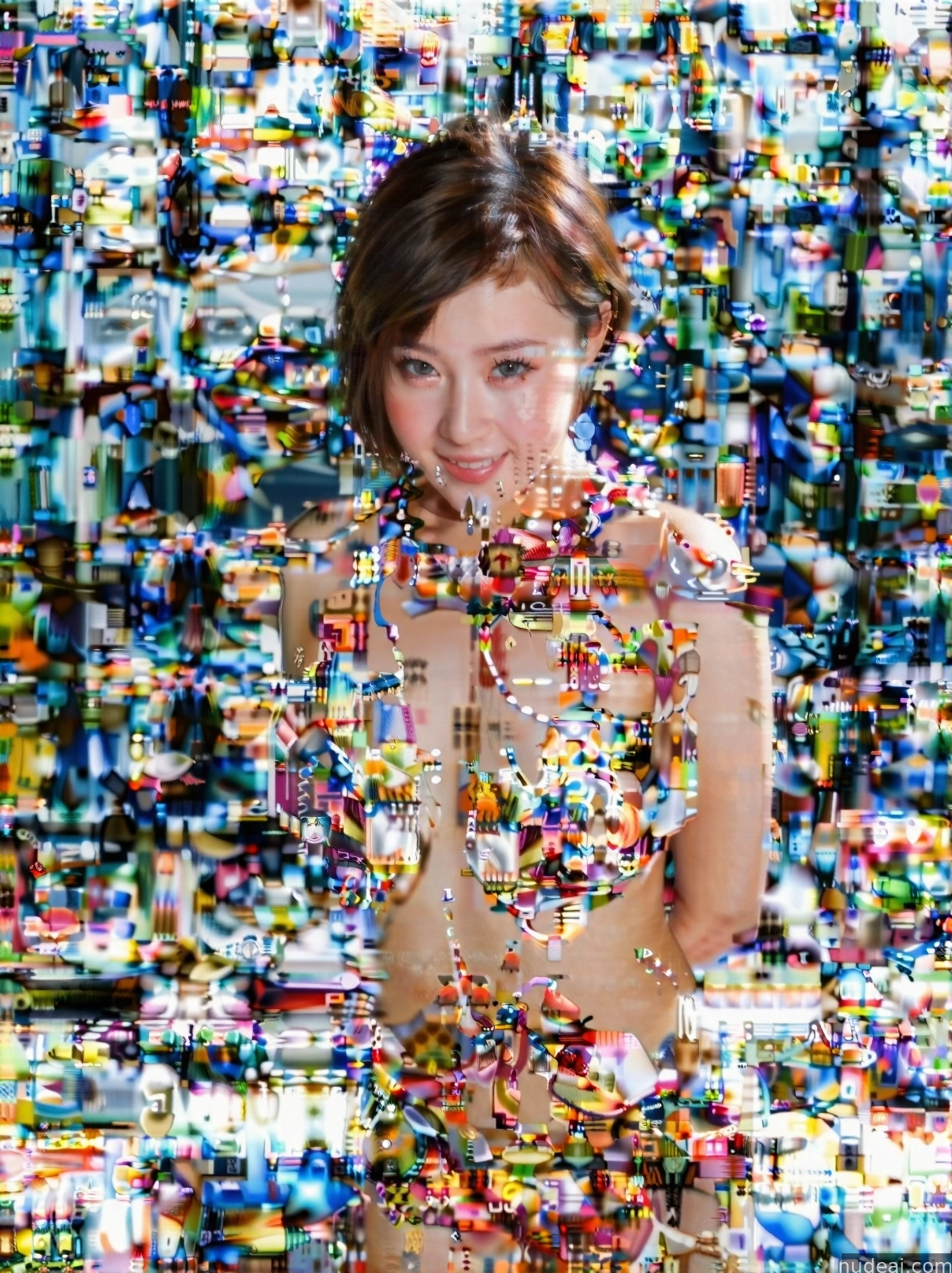 arafed image of a woman in a bikini with a lot of confetti