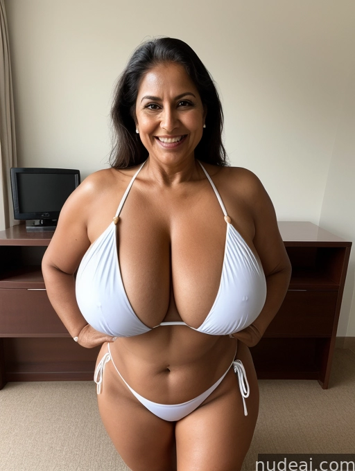 araffe woman in a white bikini posing for a picture