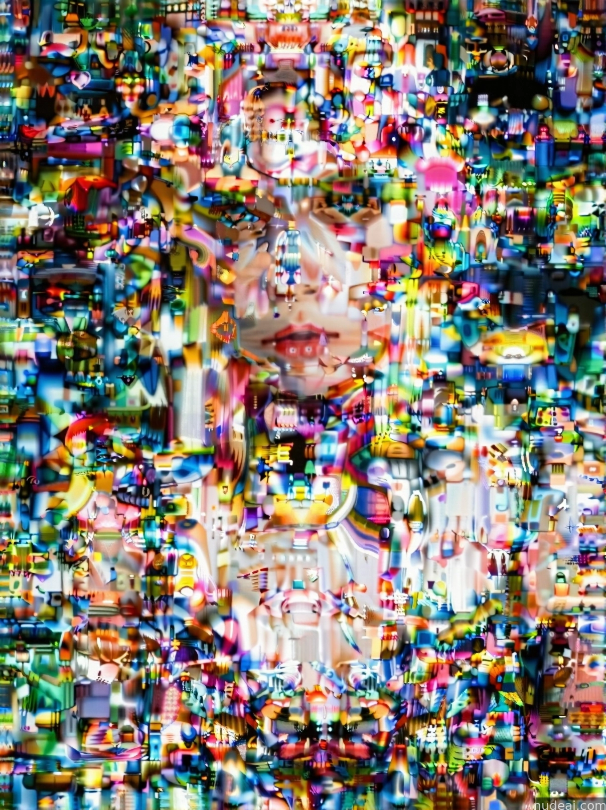a close up of a person with a very large amount of images