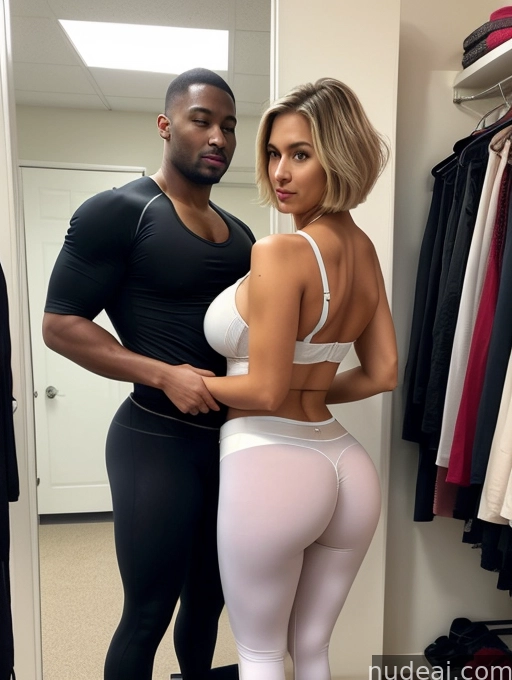 araffes in tight white pants and a black shirt