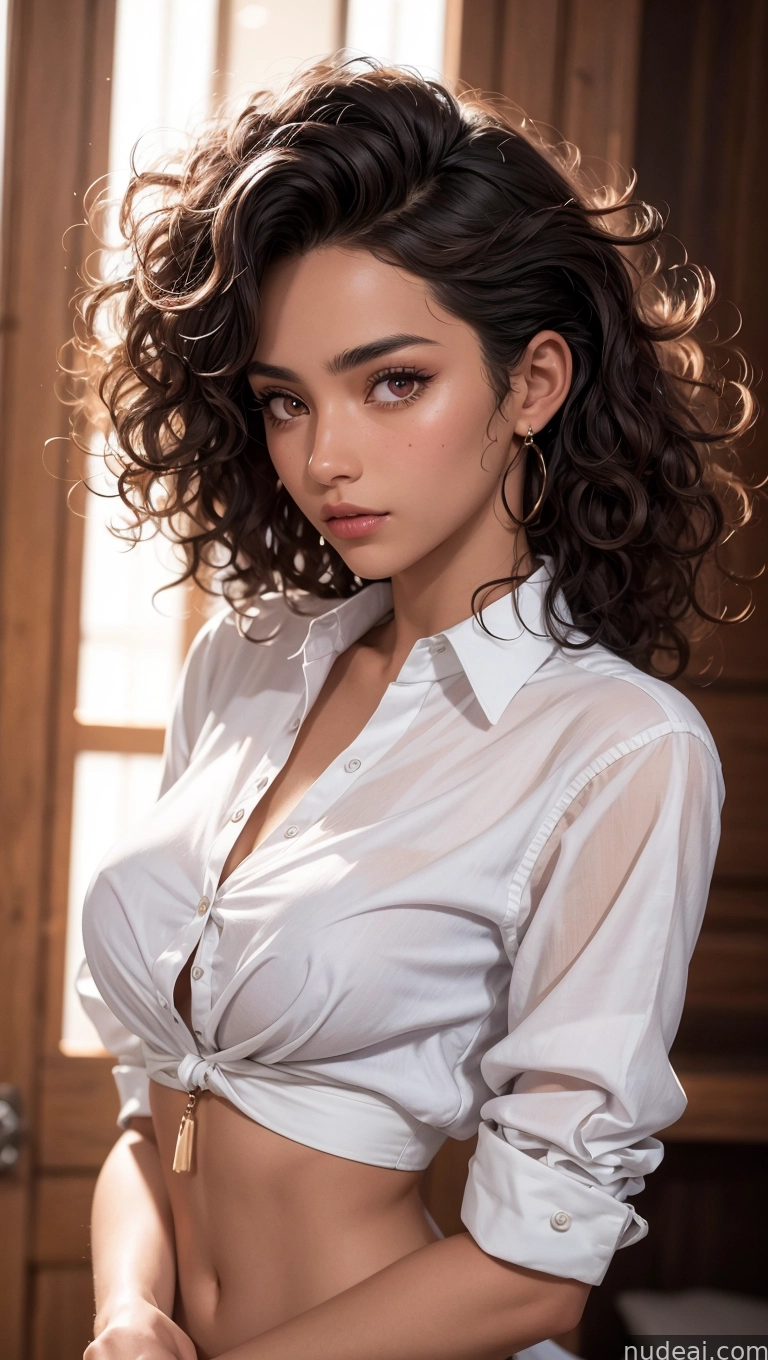 arafed woman in a white shirt and jeans posing for a picture