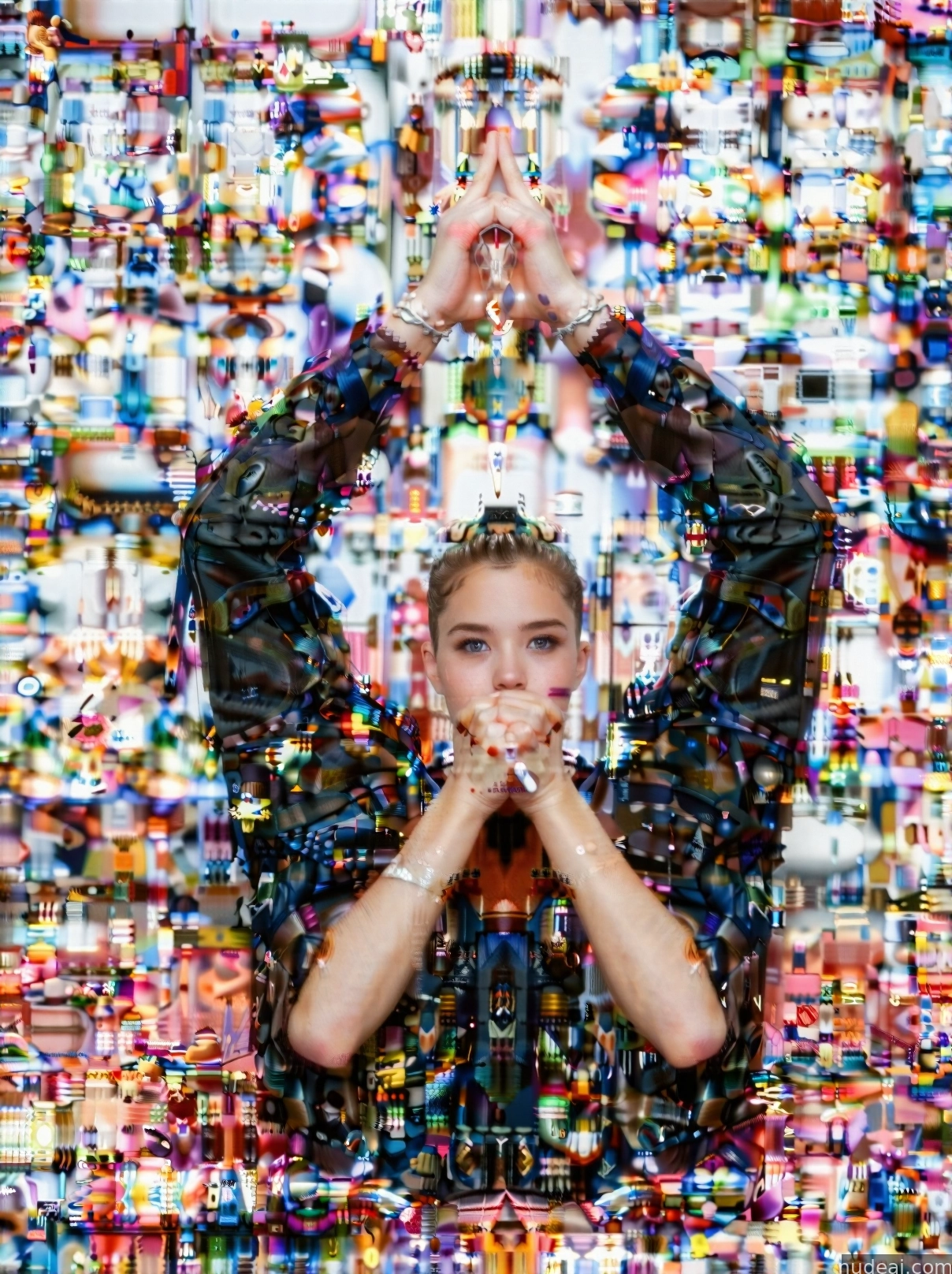 arafed image of a woman with her hands in her face