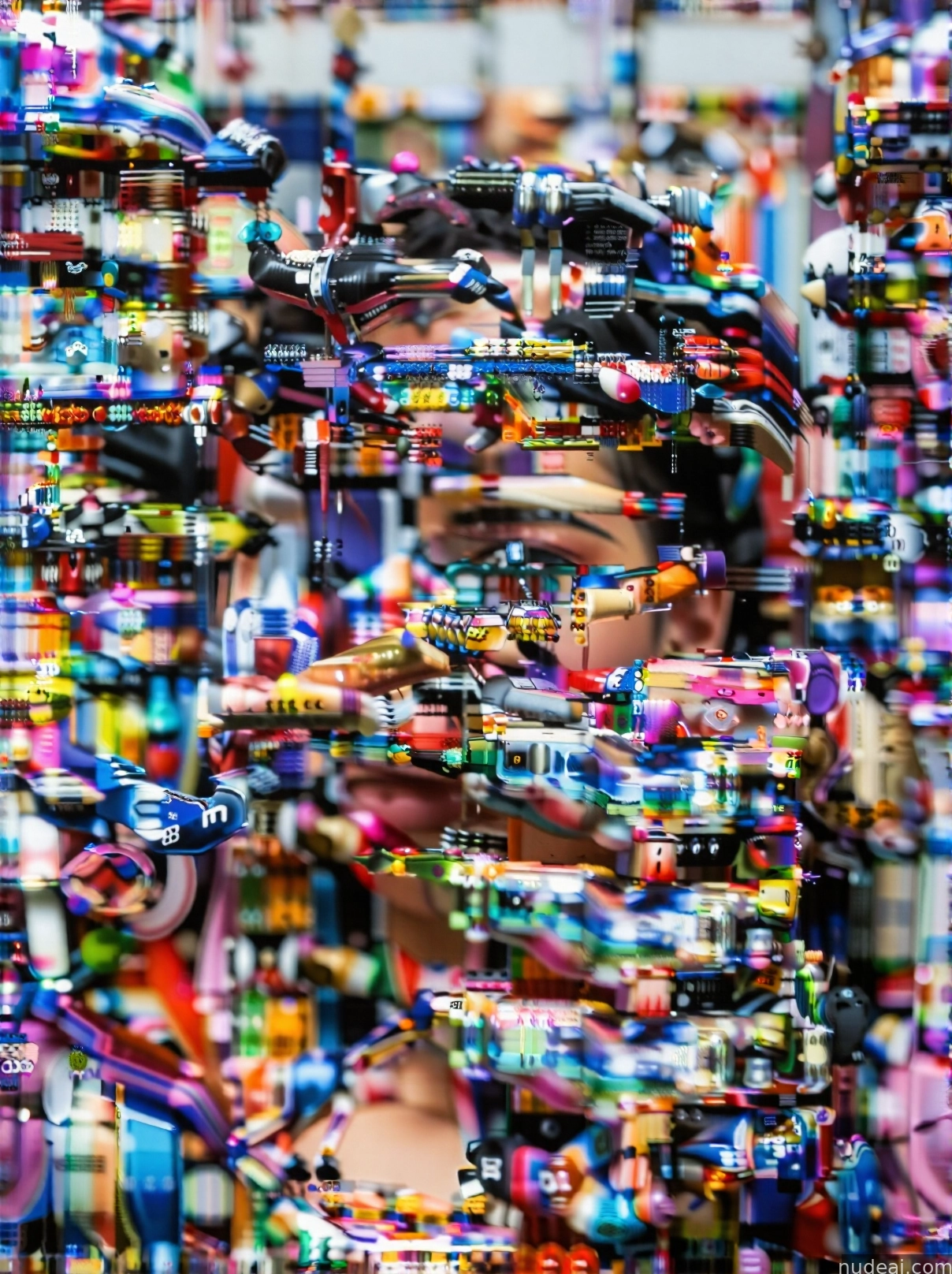 there is a woman that is looking at a display of toys