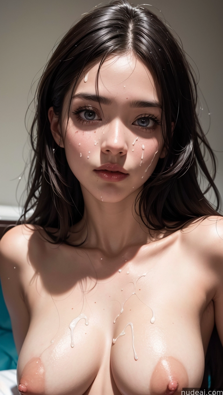 arafed asian woman with big tits covered in white paint