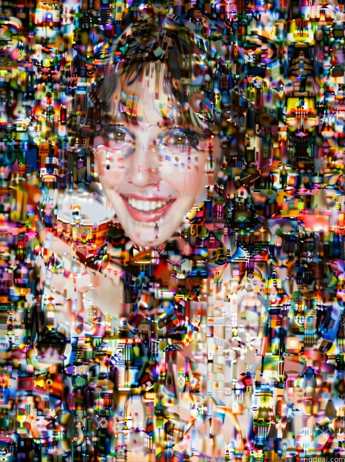 arafed image of a woman with a smile and a donut