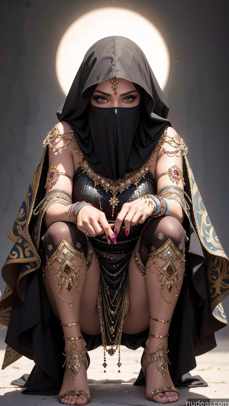 araffe woman in a black outfit and a black veil