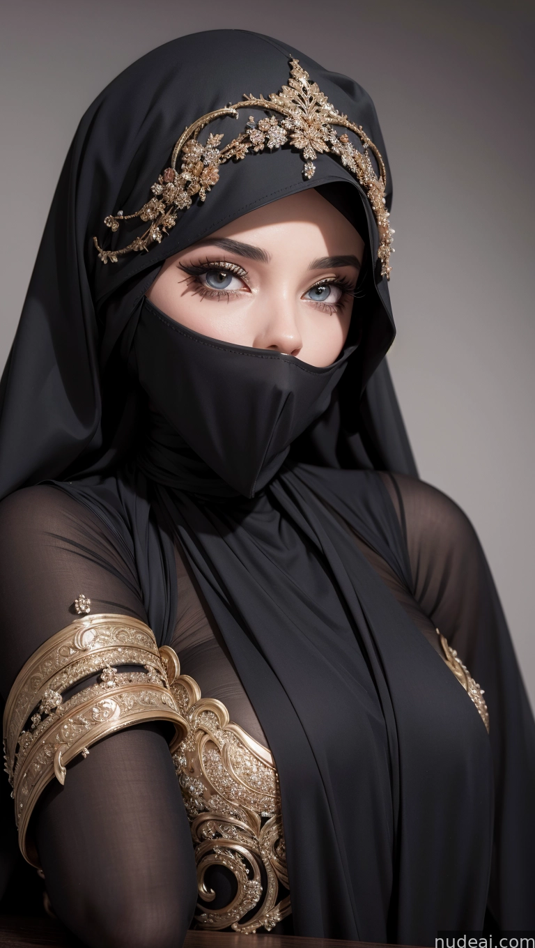 arafed woman wearing a black veil and gold jewelry
