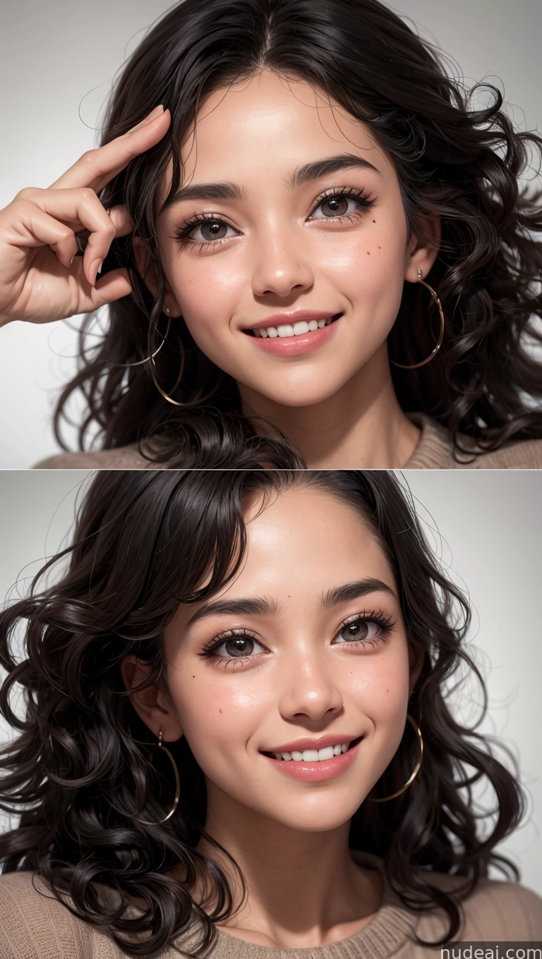 there are two pictures of a woman with a smile on her face