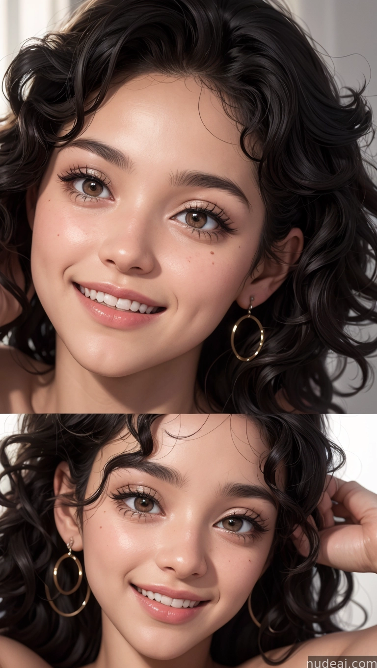 there are two pictures of a woman with a smile on her face