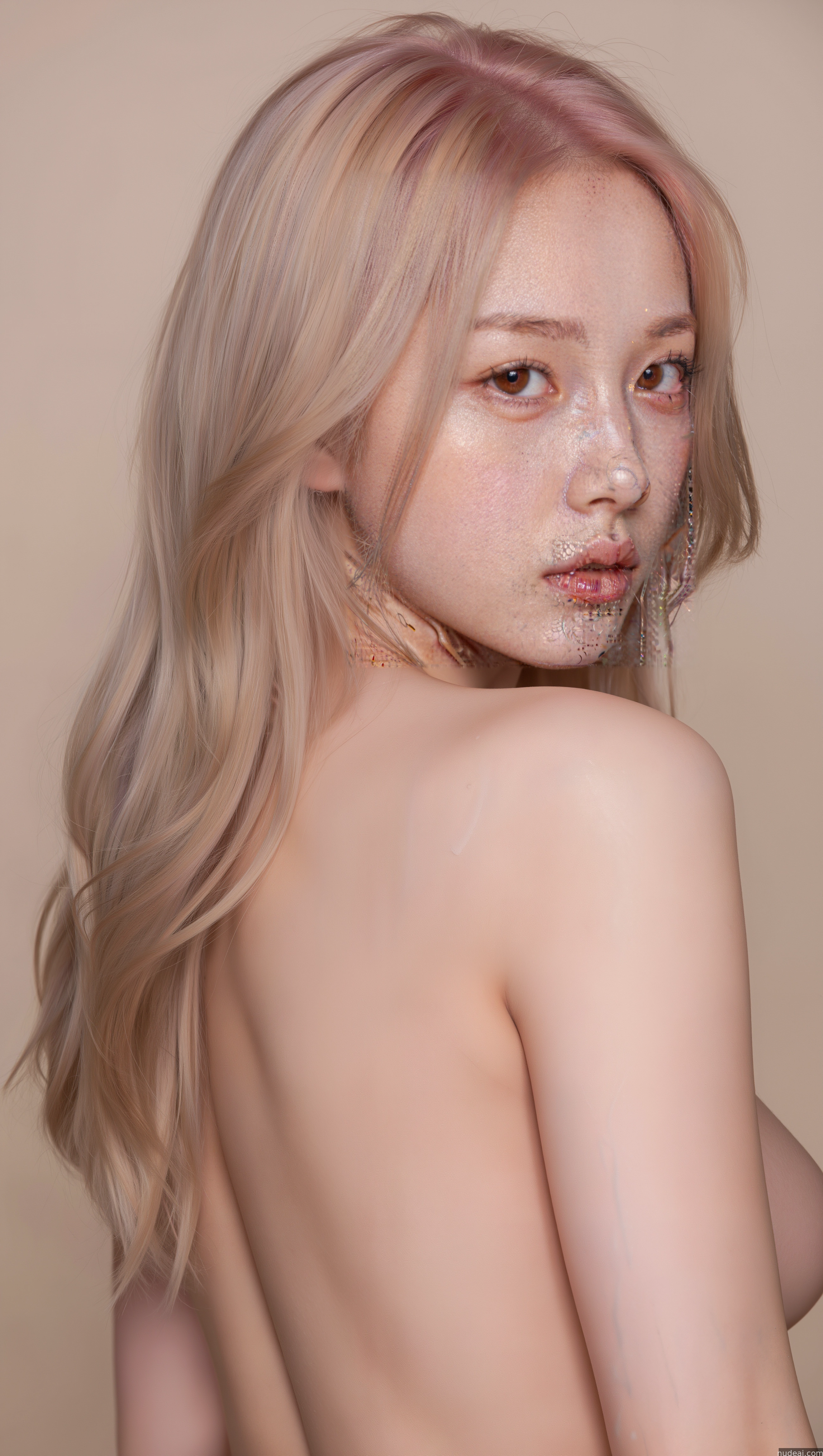 nude woman with freckles and piercings posing naked