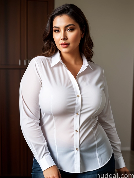 there is a woman in a white shirt and jeans posing for a picture