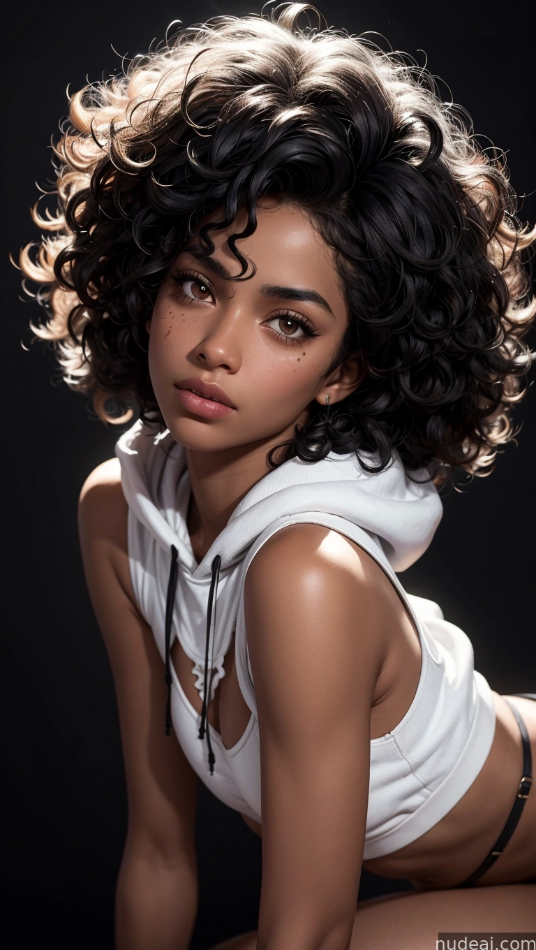 arafed woman with a white shirt and black panties posing for a picture