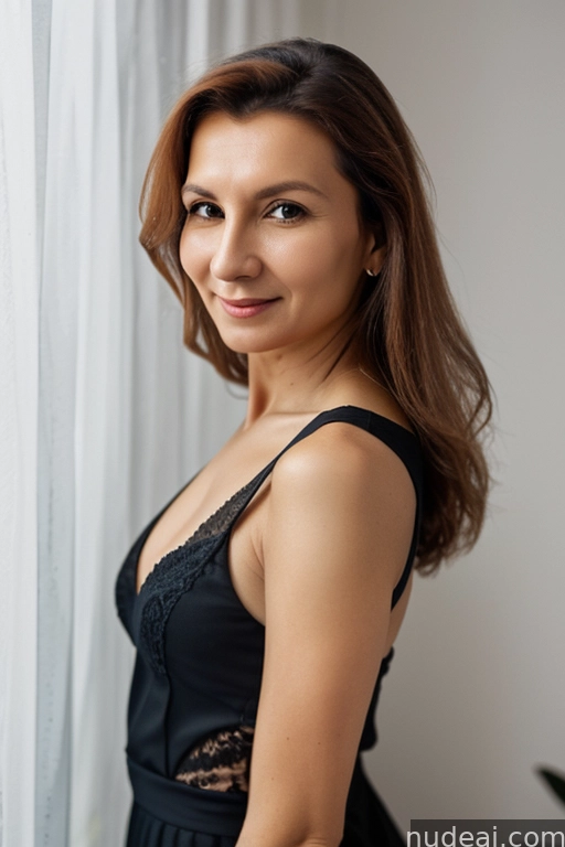 there is a woman in a black dress posing for a picture
