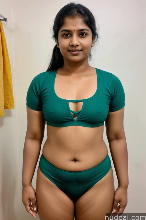 a close up of a woman in a green bikini posing for a picture