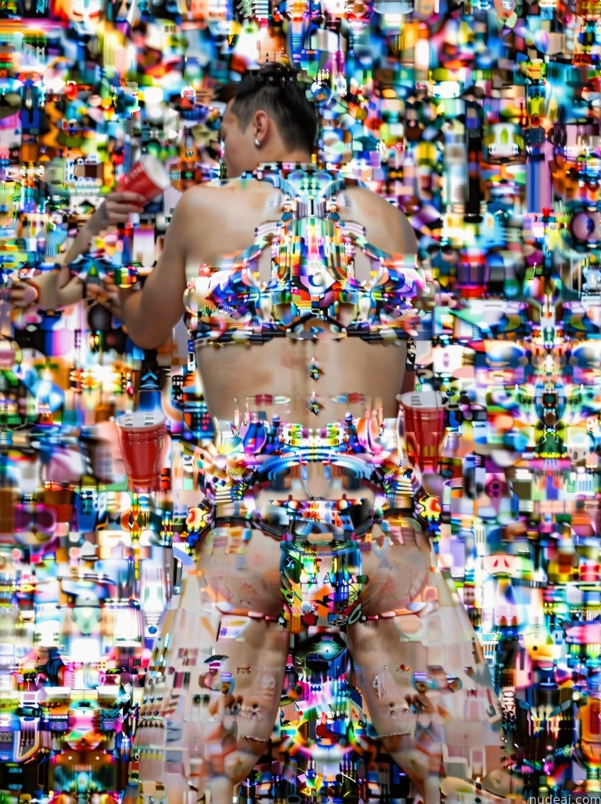 arafed image of a woman in a bikini top and shorts