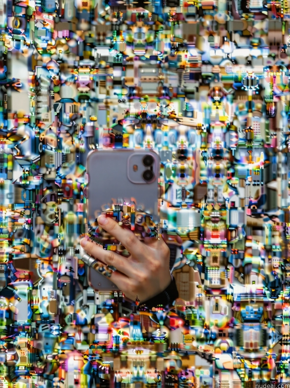 someone taking a picture of a person holding a cell phone