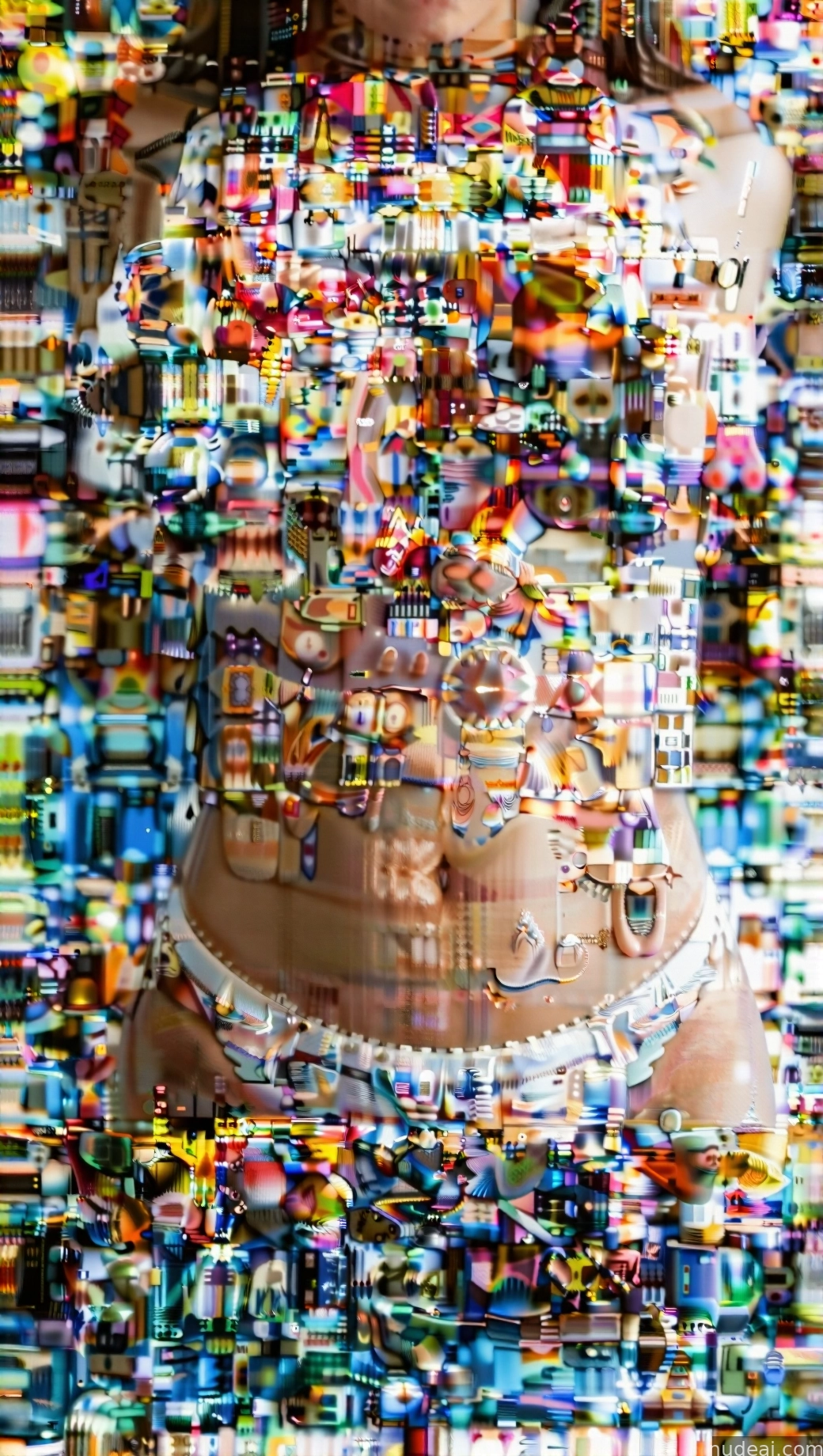 arafed image of a woman in a bikini with a lot of cell phones