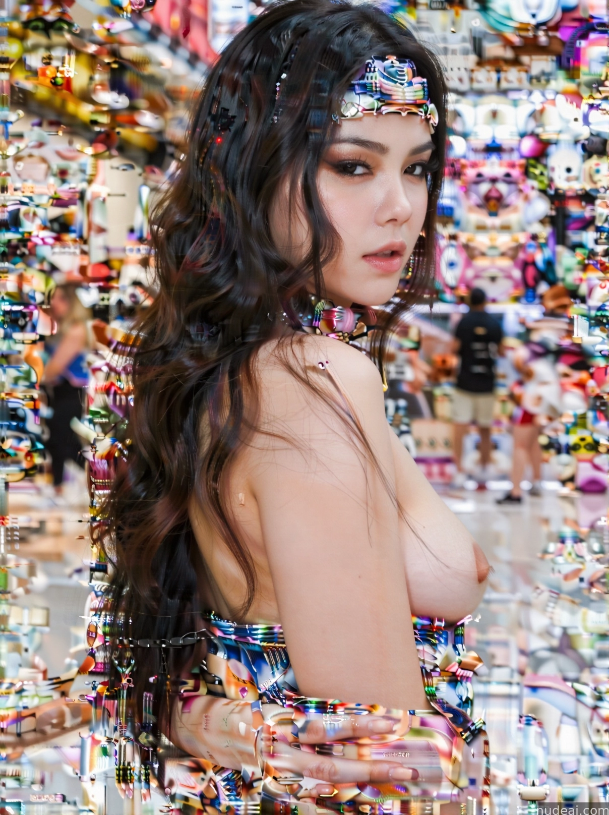 araffe woman with a lot of beads on her head