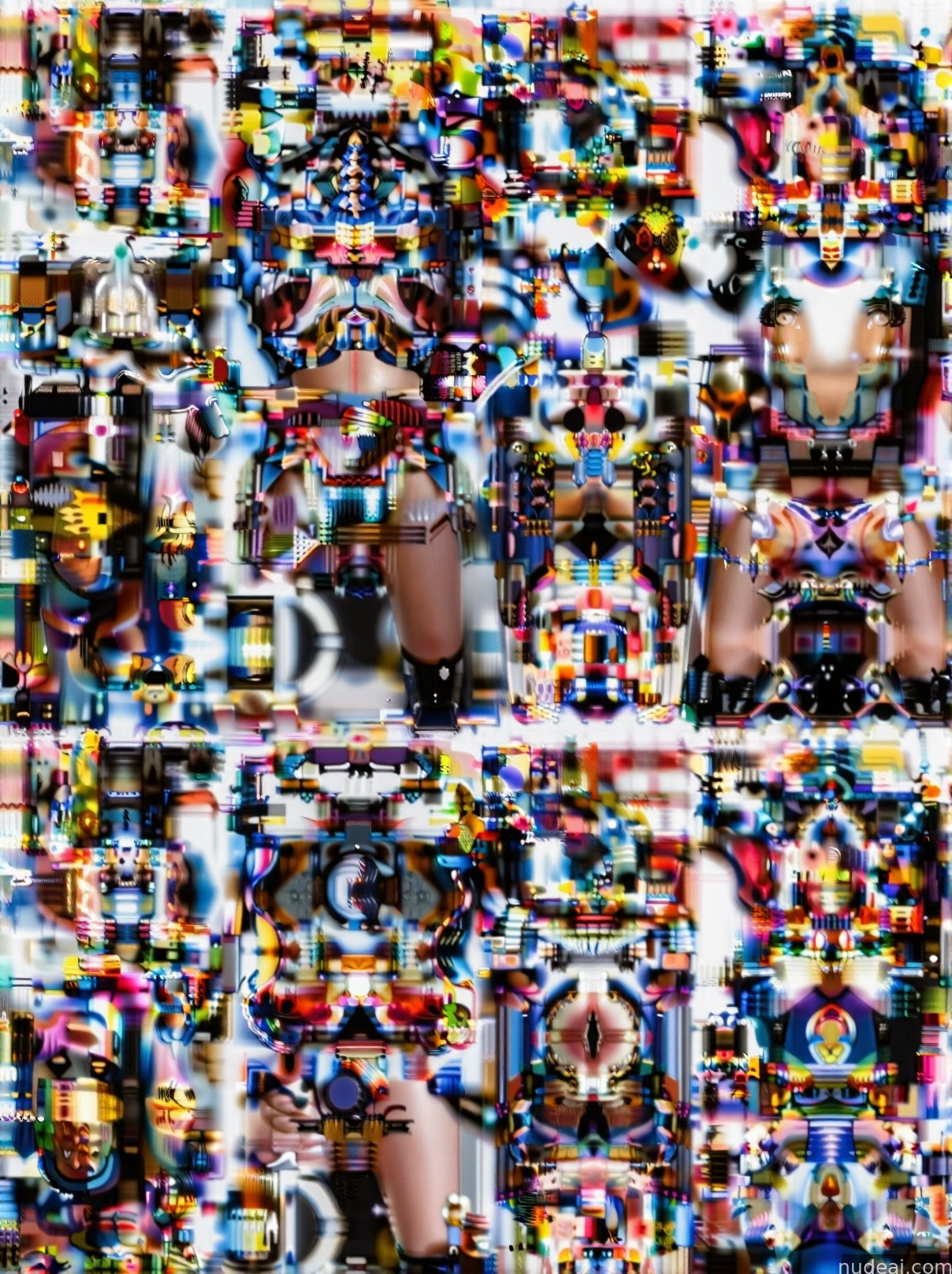 a close up of a bunch of different colored objects on a wall