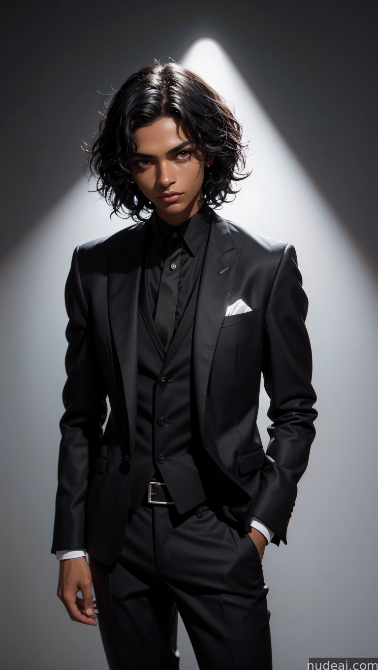 arafed man in a suit and tie standing in a spotlight