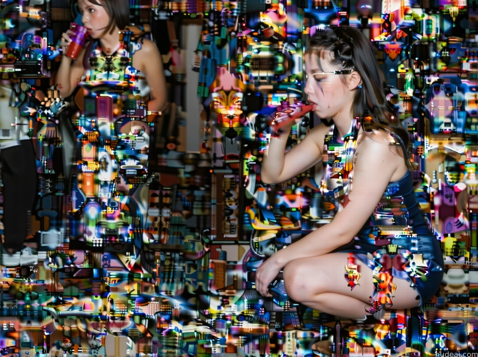 there are two women sitting on the floor with a lot of toys