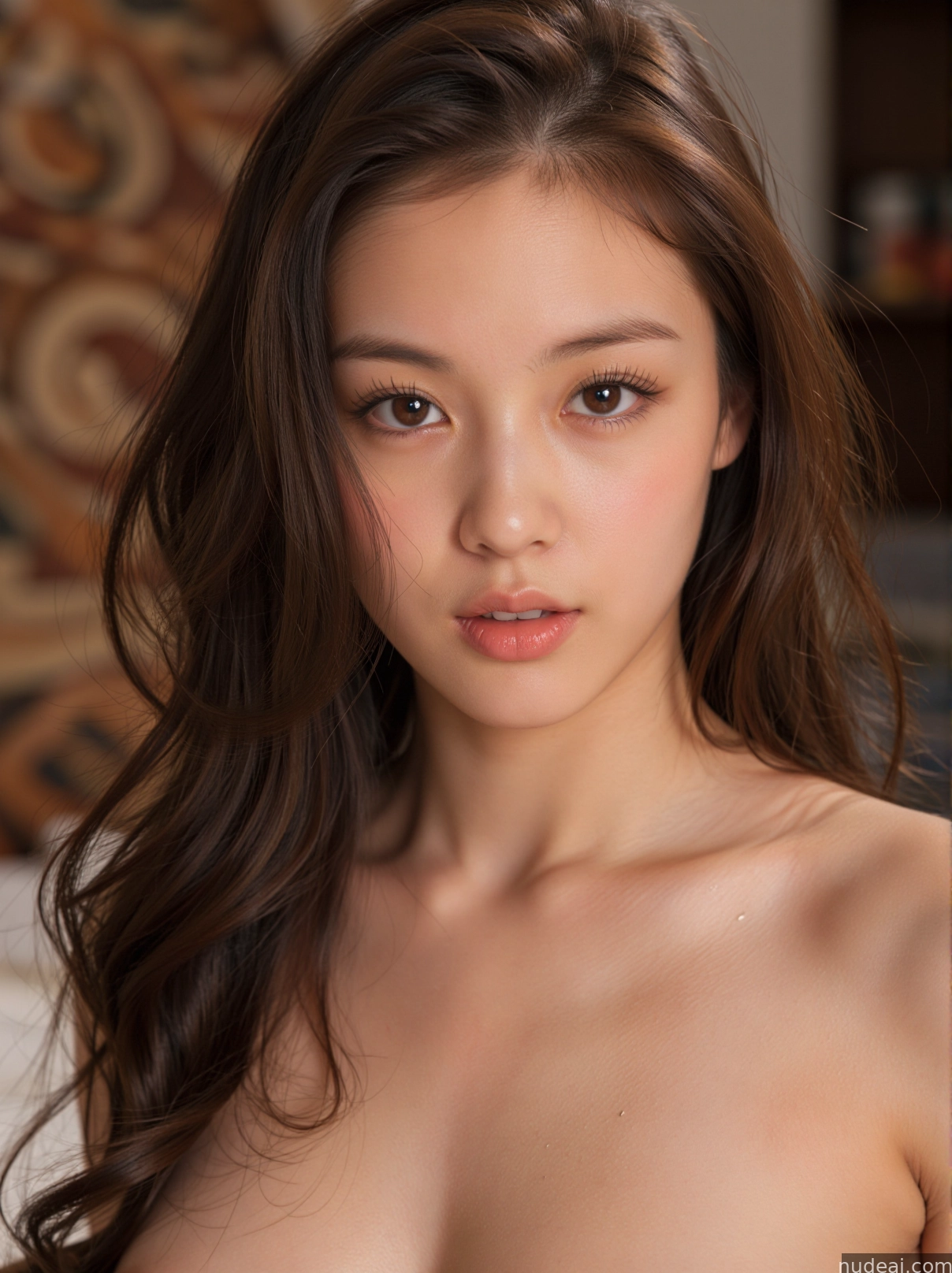 arafed asian woman with a very big breast posing for a picture