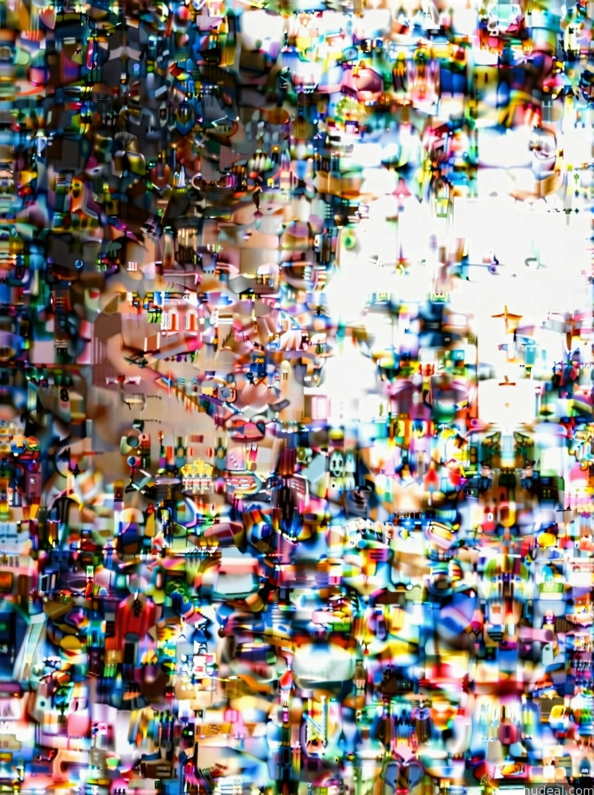 arafed image of a woman with a large amount of colorful objects