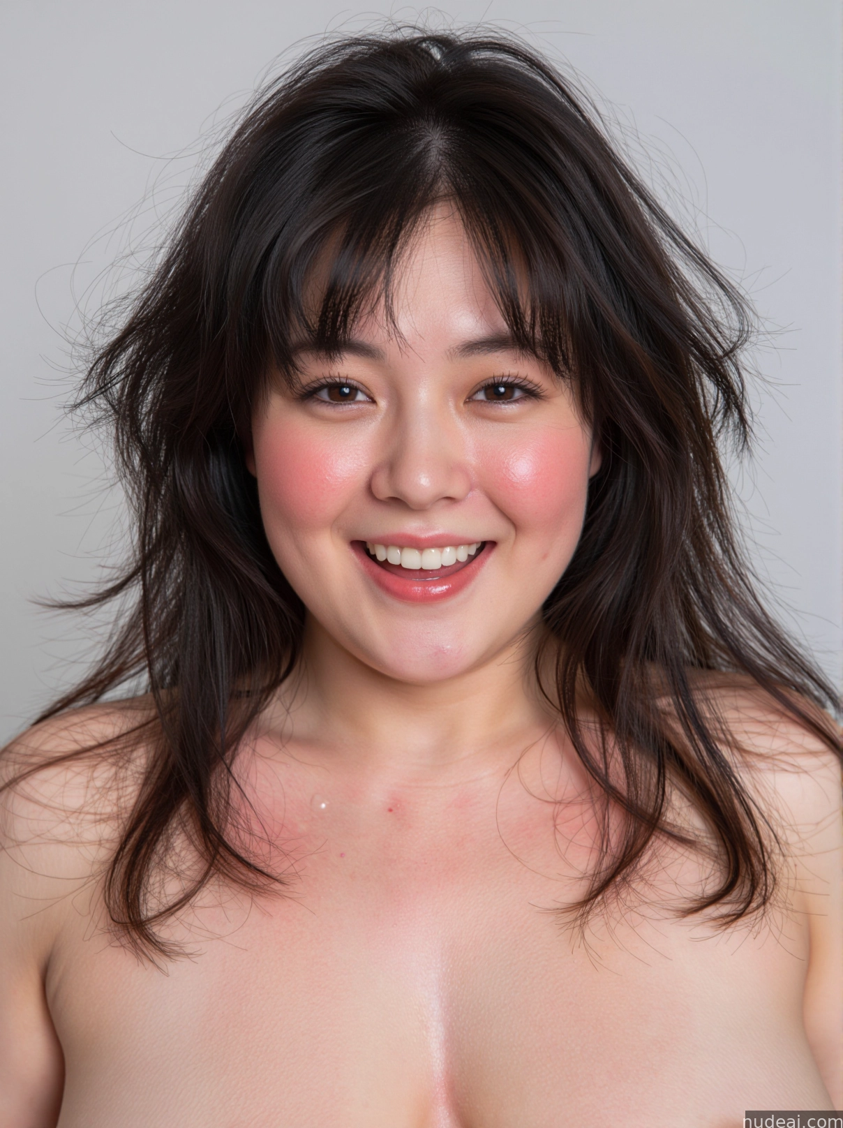 arafed asian woman with a big breast posing for a picture