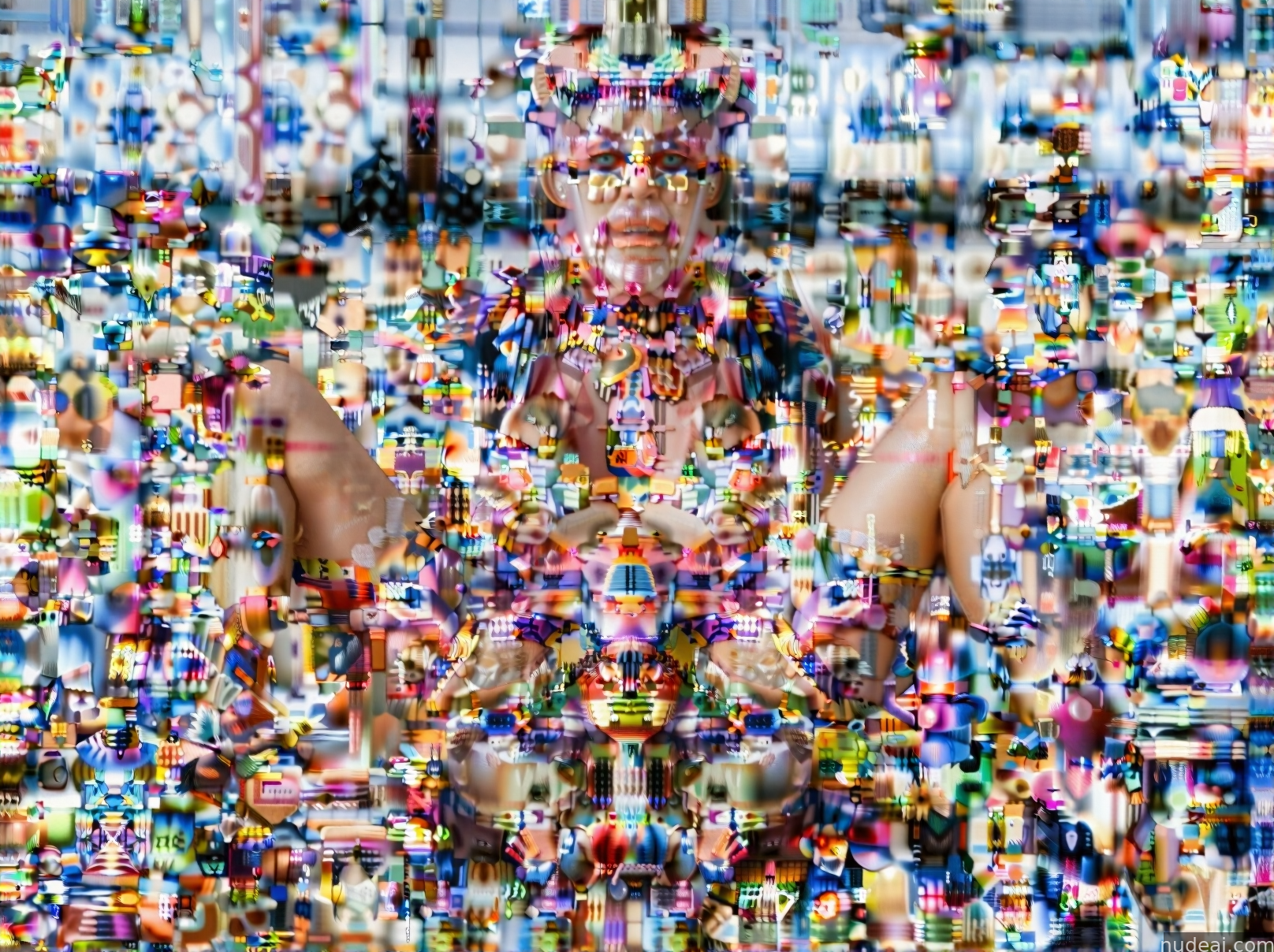 there is a large group of people that are all covered in many different objects