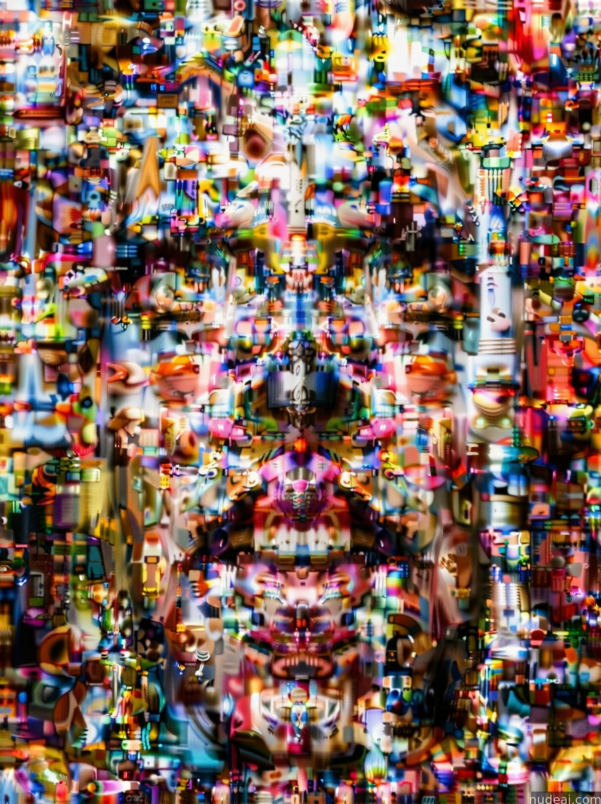 a close up of a picture of a man with a face made of many different objects